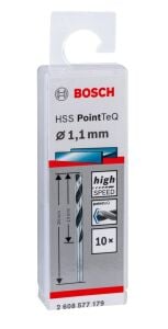 Bosch HSS PointeQ 1.1 mm 10'lu Metal Matkap Ucu 2608577179