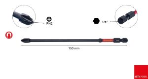 Ceta Form PH2 x 150 mm Darbeli Yıldız Bits Uç CB/1502TM