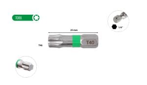 Ceta Form T40 x 25 mm Torx Bits Uç Renk Kodlu CB/812TC