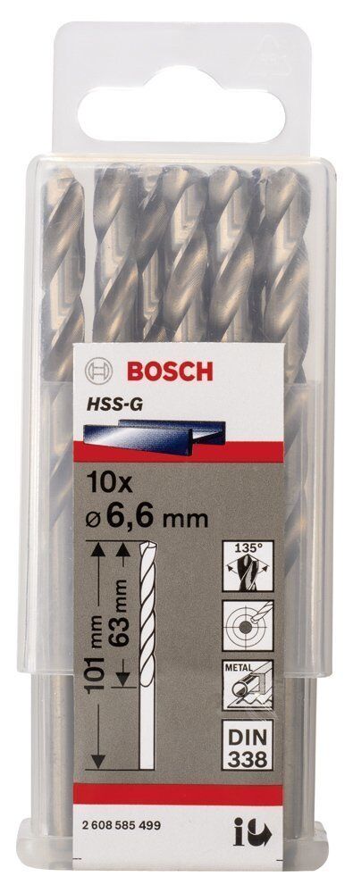 Bosch HSS-G 6,6x101 mm Metal Matkap Ucu 10'lu Paket 2608585499