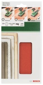 Bosch Zımpara Kağıdı 10'lu 115x230mm 180 Kum 14 Delik 2609256B23 
