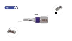 Ceta Form 2.5 x 25 mm Allen Bits Uç Renk Kodlu CB/1825TC