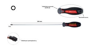 Ceta Form T15 x 300mm Torx Uçlu Uzun Tornavida F18-015-300