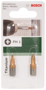 Yıldız Bits Ucu Titan PH1 x 25 mm 2'li 2609255916 Bosch