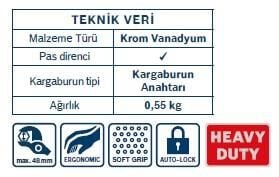 Bosch Profesyonel Boru anahtarı Düz Ağız 250 mm 1600A02W3R