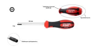 Ceta Form T10 x 80 mm Delikli Torx Tornavida F19-010-080