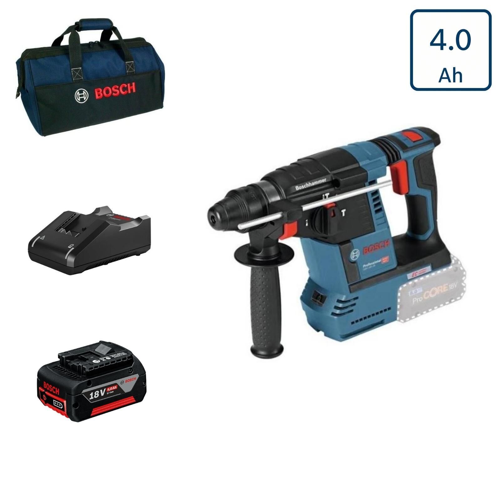Bosch GBH 18V-26 Tek Akülü Kırıcı Delici 4 Amper Bez Çantalı