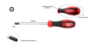 Ceta Form T40 x 130 mm Delikli Torx Tornavida F19-040-130
