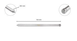 3Keego 8x163 mm Merkezleme Pimi HC110 TCT Manyetik Uçlara