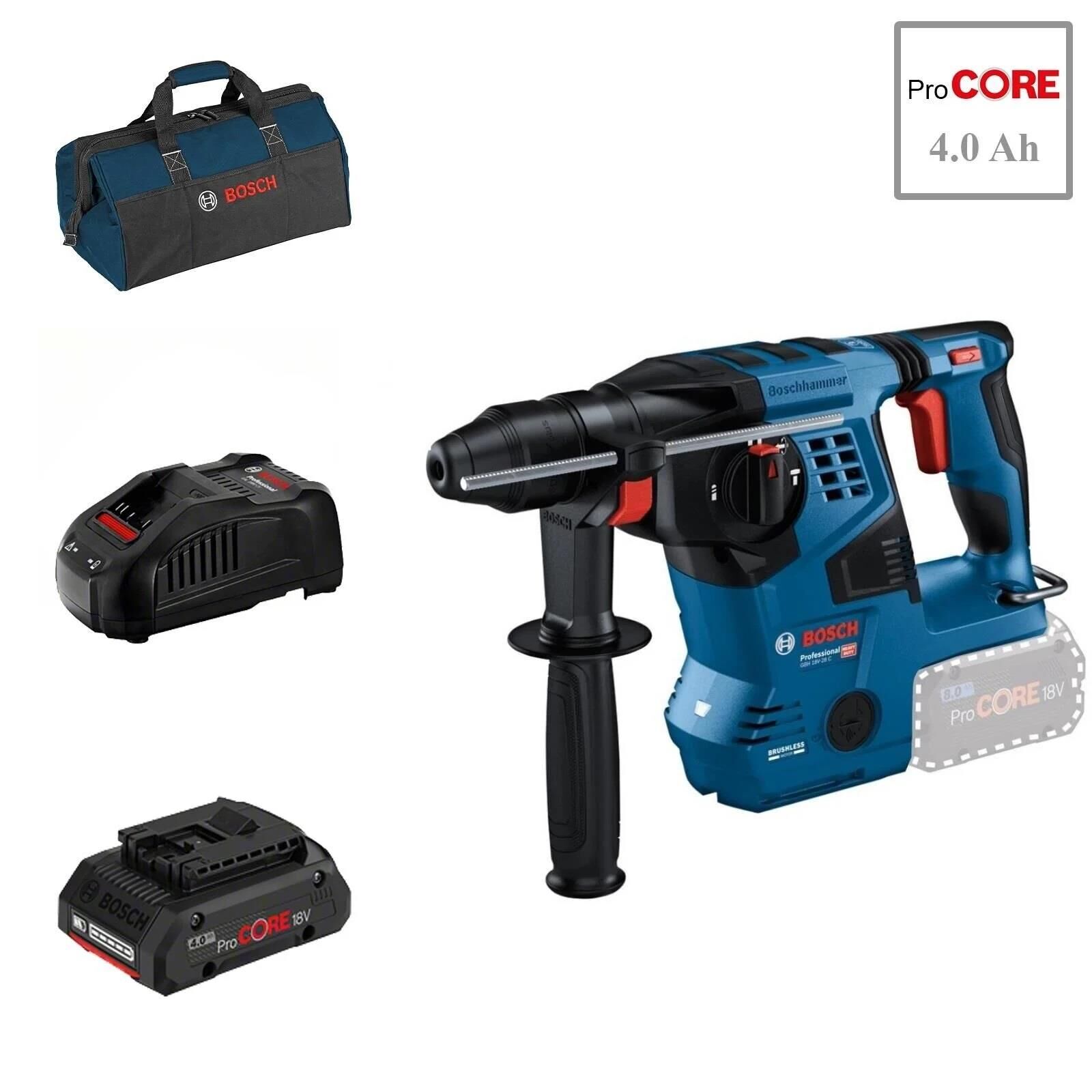 Bosch GBH 18V-28 C 1x4 Ah ProCORE Akülü Kırıcı Delici Bez Çantalı