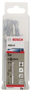 Bosch HSS-G 8 mm 5'li Taşlanmış Metal Matkap Ucu 2608595072