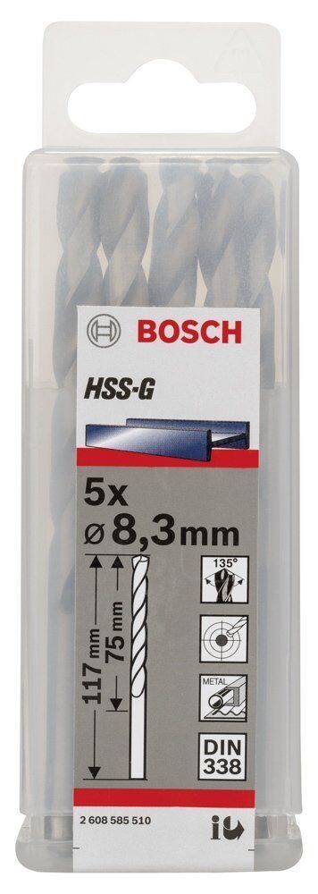 Bosch HSS-G 8,3x117 mm Metal Matkap Ucu 5'li Paket 2608585510