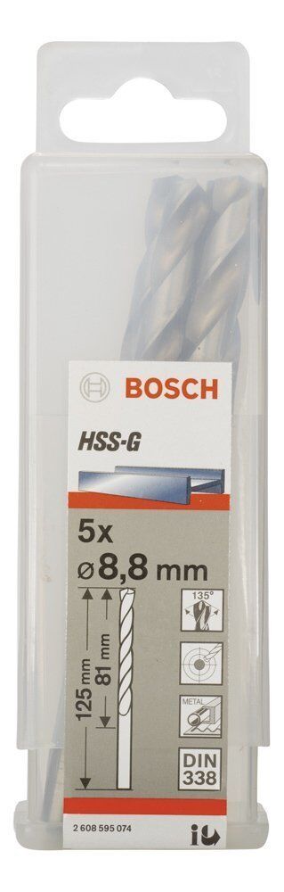 Bosch HSS-G 8,8x125 mm Metal Matkap Ucu 5'li Paket 2608595074