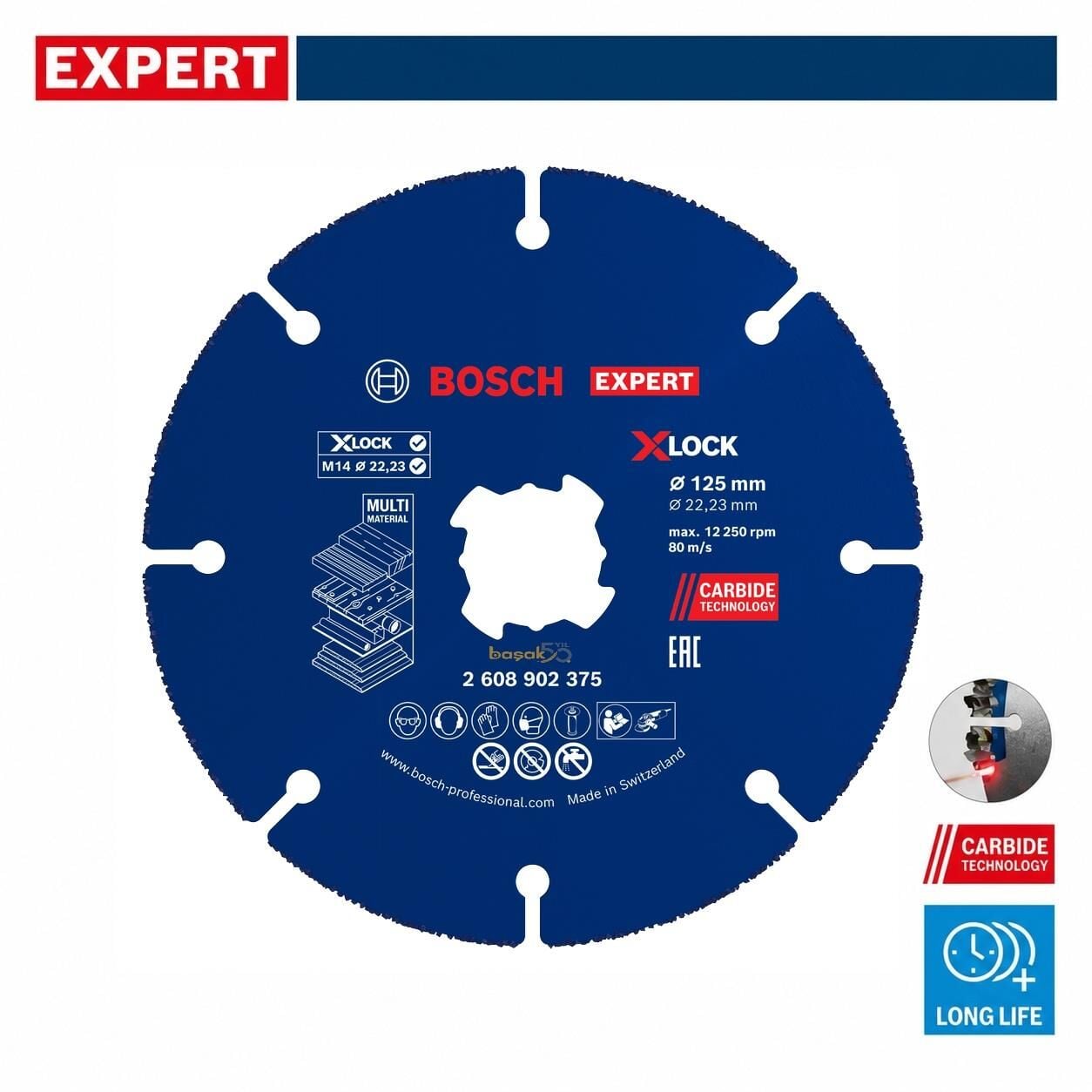Bosch Expert 125 mm X-Lock Ahşap ve Çok Amaçlı Kesme Diski 2608902375