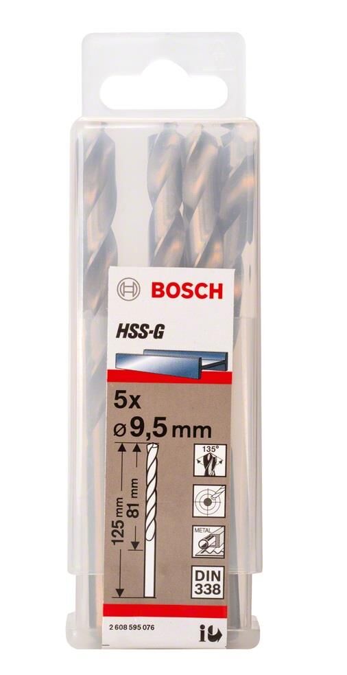 Bosch HSS-G 9,5 mm 5'li Taşlanmış Metal Matkap Ucu 2608595076