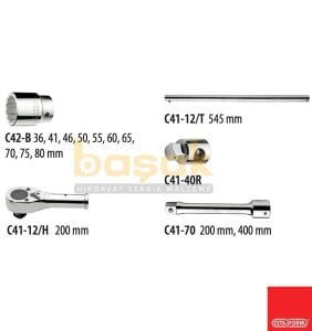 Ceta Form 36 - 80 mm 1'' 12 Köşe 15 Parça Lokma Takımı C40-15MB2