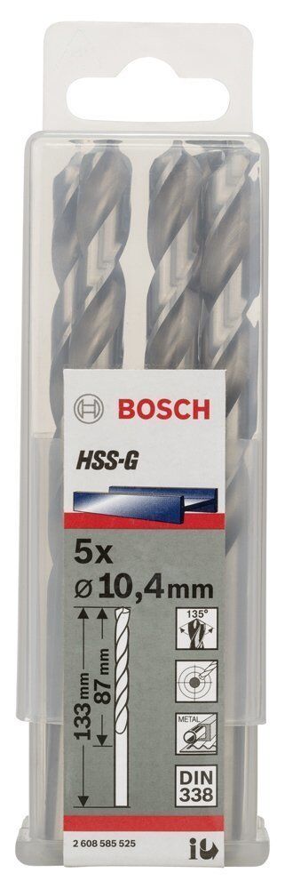 Bosch HSS-G 10,4x133 mm Metal Matkap Ucu 5'li Paket 2608585525