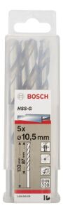 Bosch HSS-G 10,5 mm 5'li Taşlanmış Metal Matkap Ucu 2608595078