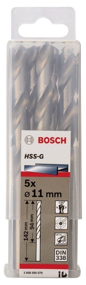 Bosch HSS-G 11 mm 5'li Taşlanmış Metal Matkap Ucu 2608595079