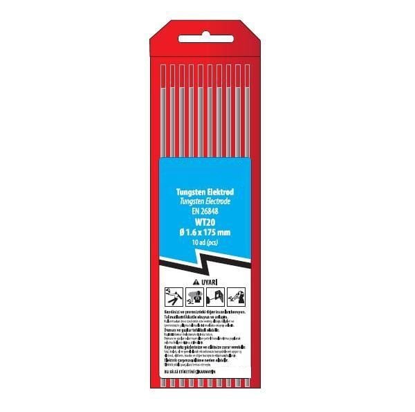 10 mm WT-20 Kırmızı Tungsten Elektrot 175 mm Trafimet (Adet Fiyatı)