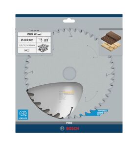 Bosch Pro 250x30 mm 24 Diş Ahşap Daire Testere Bıçağı 2608640680