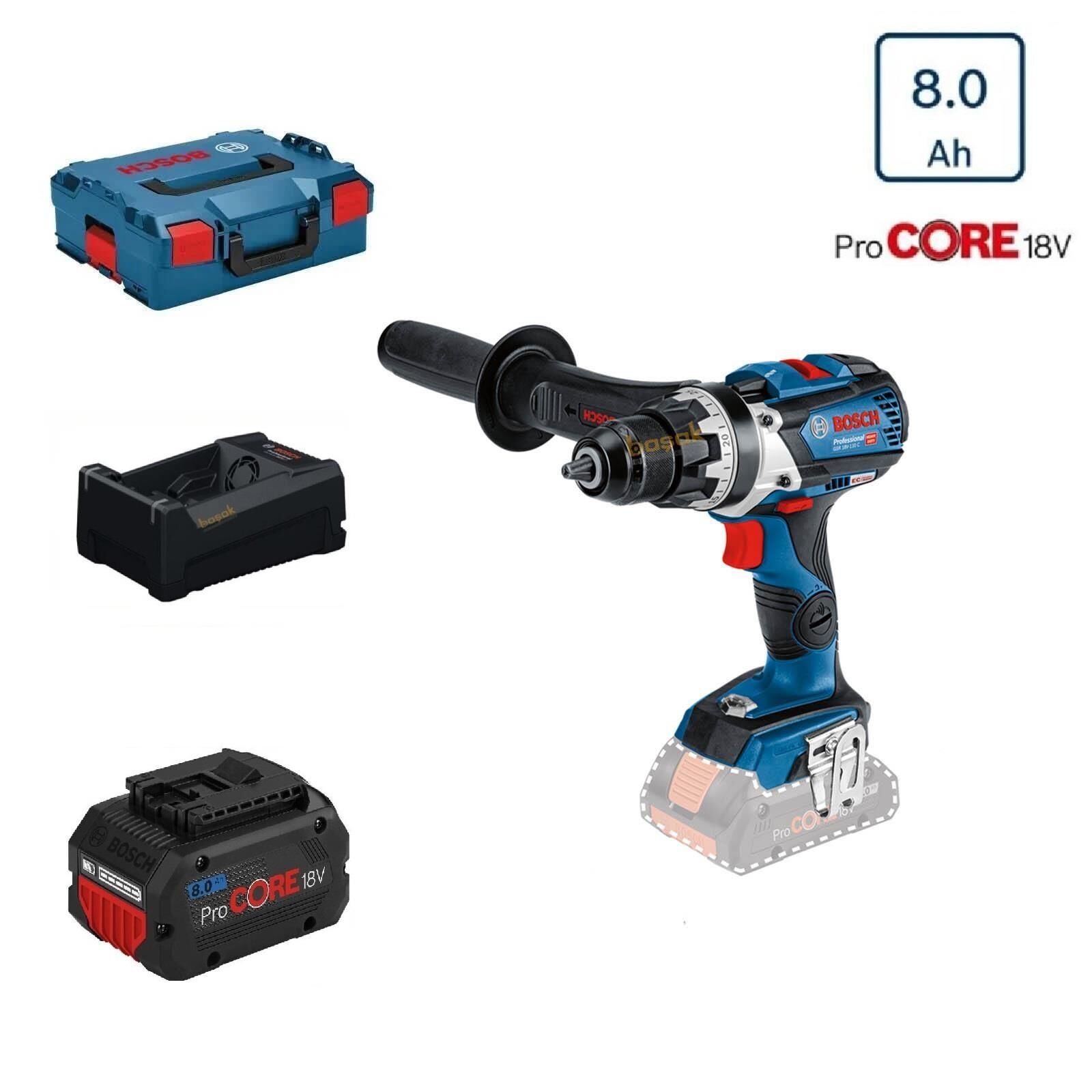 Bosch GSR 18V-110 C Tek Akülü Vidalama 8 Amper L-Boxx Çantalı
