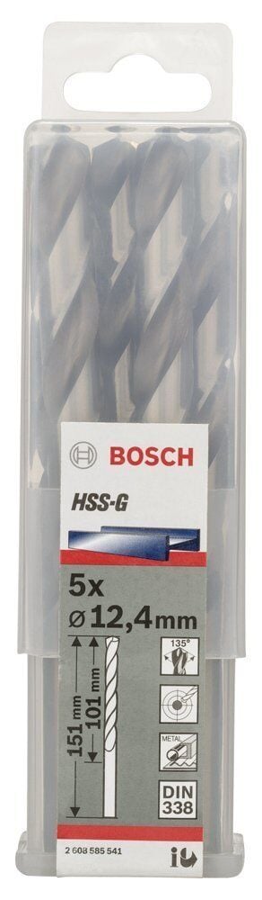 Bosch HSS-G 12,4 mm 5'li Taşlanmış Metal Matkap Ucu 2608585541