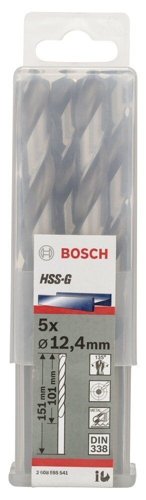Bosch HSS-G 12,4 mm 5'li Taşlanmış Metal Matkap Ucu 2608585541