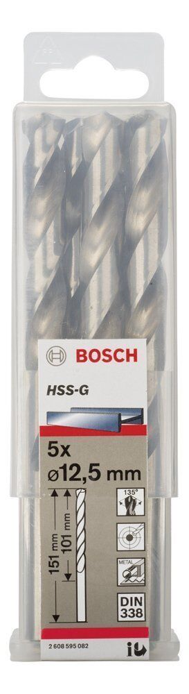 Bosch HSS-G 12,5 mm Taşlanmış Metal Matkap Ucu 2608595082