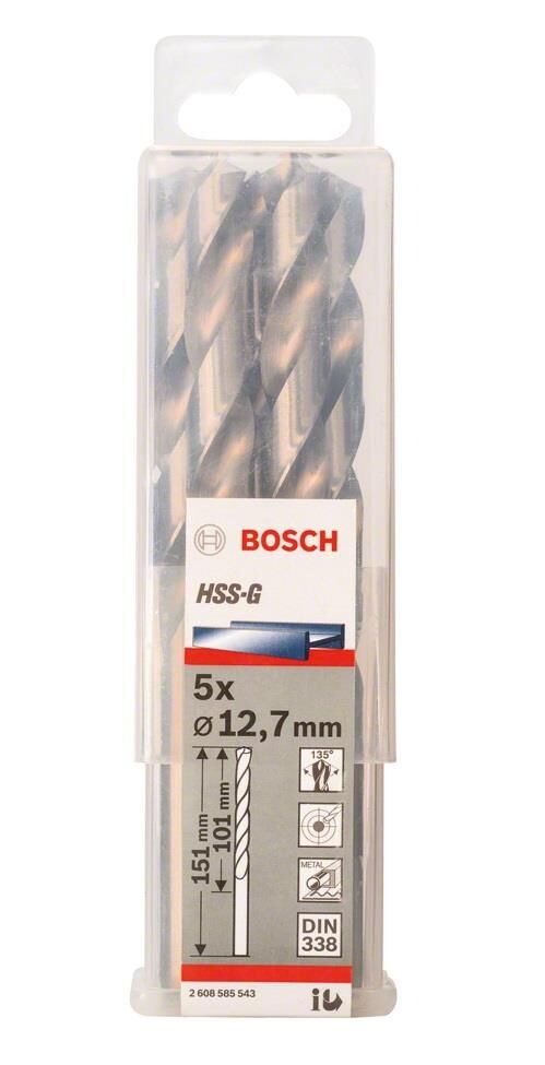 Bosch HSS-G 12,7 mm 5'li Taşlanmış Metal Matkap Ucu 2608585543