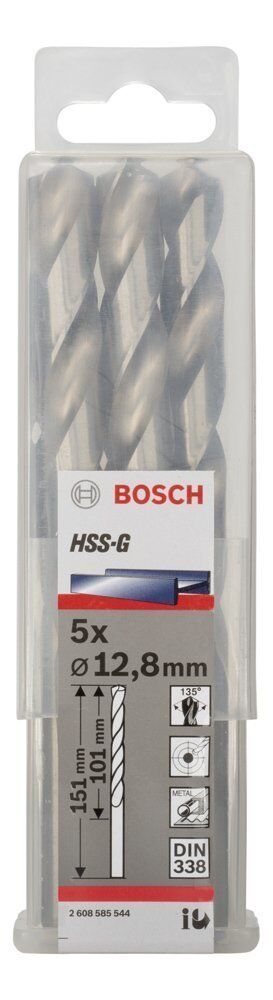 Bosch HSS-G 12,8x151 mm Metal Matkap Ucu 5'li Paket 2608585544