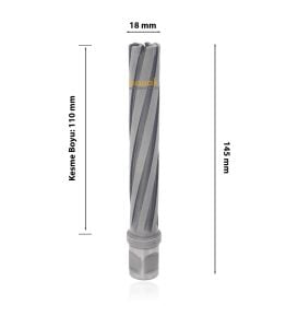 3Keego 18 x 110 mm TCT Uzun Elmas Manyetik Matkap Ucu HC110