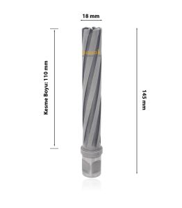 3Keego 18 x 110 mm TCT Uzun Elmas Manyetik Matkap Ucu HC110