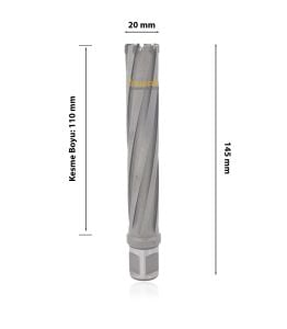 3Keego 20 x 110 mm TCT Uzun Elmas Manyetik Matkap Ucu HC110
