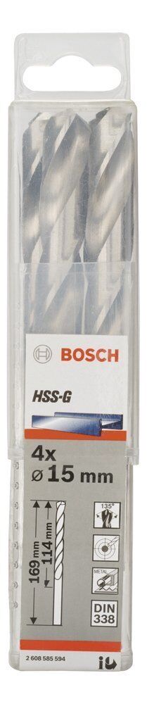 Bosch HSS-G 15 mm 4'lü Taşlanmış Metal Matkap Ucu 2608585594