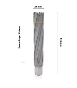 3Keego 23 x 110 mm TCT Uzun Elmas Manyetik Matkap Ucu HC110