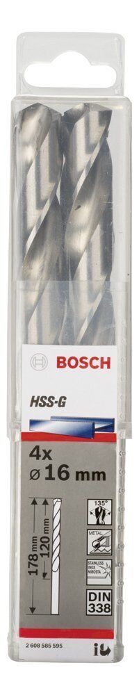 Bosch HSS-G 16 mm 4'lü Taşlanmış Metal Matkap Ucu 2608585595