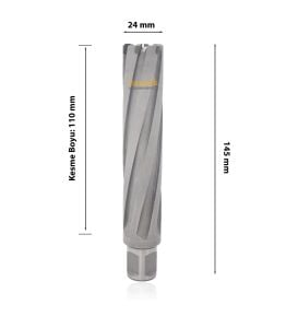 3Keego 24 x 110 mm TCT Uzun Elmas Manyetik Matkap Ucu HC110