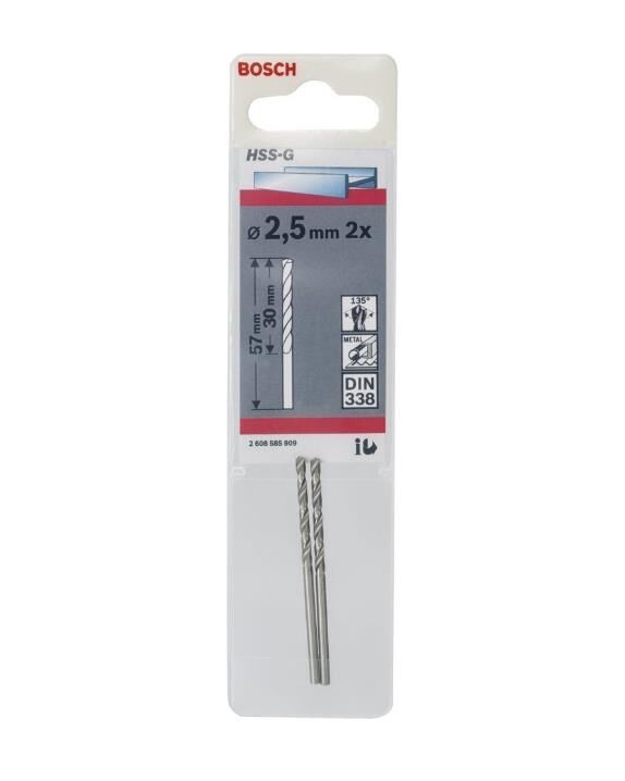 Bosch HSS-G 2,5 mm 2'li Taşlanmış Metal Matkap Ucu 2608585909