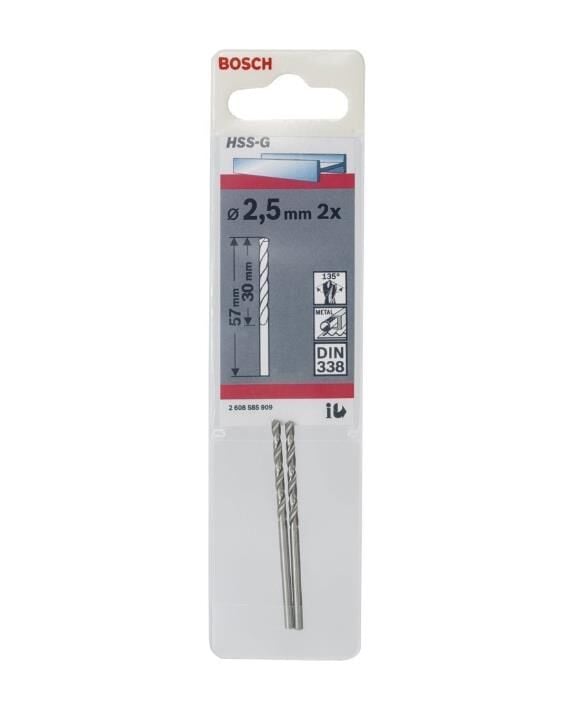 Bosch HSS-G 2,5 mm 2'li Taşlanmış Metal Matkap Ucu 2608585909