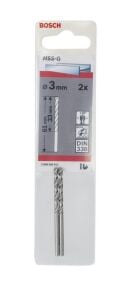 Bosch HSS-G 3 mm 2'li Taşlanmış Metal Matkap Ucu 2608585911