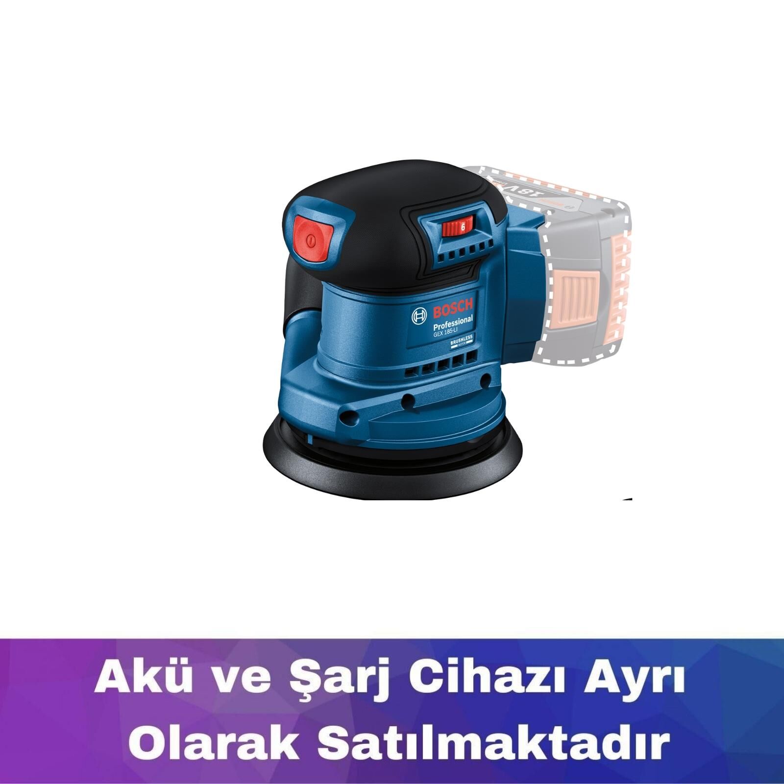 Bosch GEX 185-LI Akülü Eksantrik Zımpara (Akü ve şarj yoktur