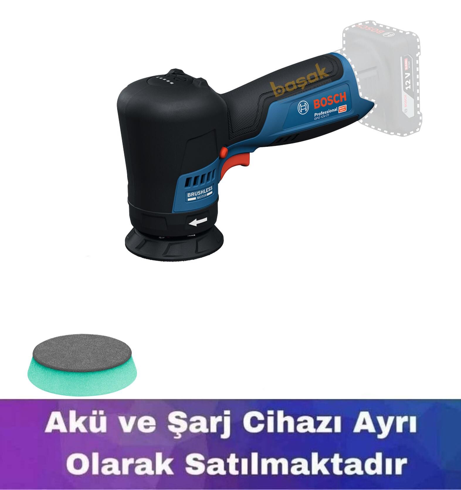 Bosch GPO 12V-77 Akülü 77 mm Polisaj Makinesi (Solo) 06019L3000