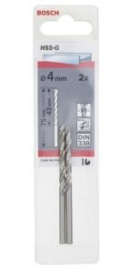 Bosch HSS-G 4 mm 2'li Taşlanmış Metal Matkap Ucu 2608585916