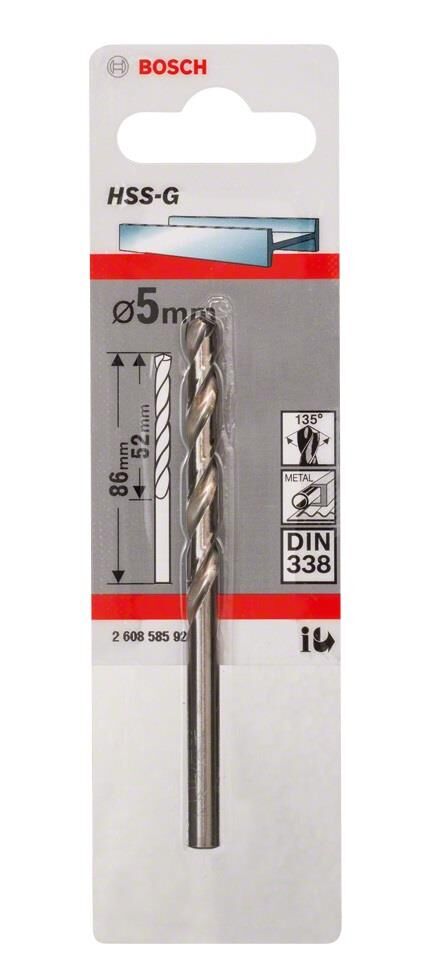 Bosch HSS-G 5 mm 1'li Taşlanmış Metal Matkap Ucu 2608585922