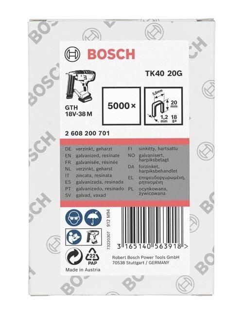 Bosch TK40 20G Dar Zımba Teli 5,8x20 mm 2608200701