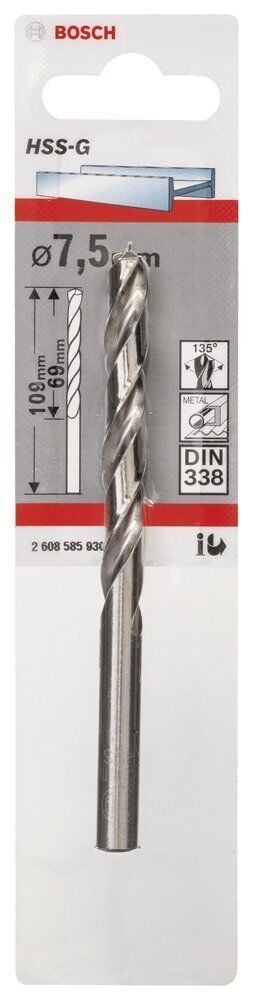 Bosch HSS-G 7,5 mm 1'li Taşlanmış Metal Matkap Ucu 2608585930