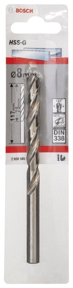 Bosch HSS-G 8 mm 1'li Taşlanmış Metal Matkap Ucu 2608585932