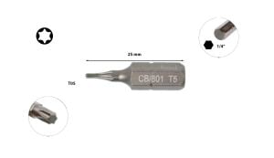 Ceta Form T5 x 25 mm Torx Bits Uç CB/801