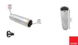 Ceta Form 3/8'' 14 mm 12 Köşe Buji Lokması İnce Cidar C17-R14C